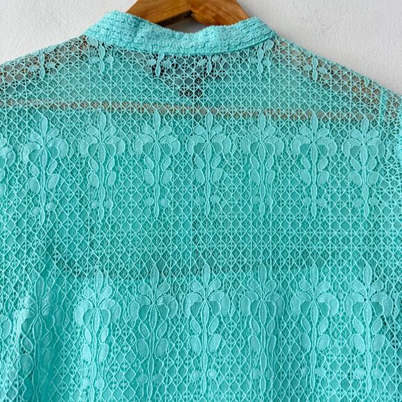 Colleen Lopez Bit of Romance Cover Up Womens XL Blue Green Lace Fairycore Tunic - Picture 7 of 15